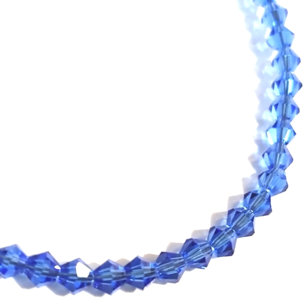 VINTAGE STERLING SILVER .925 SAPPHIRE BICONE CRYSTAL BEADED 7" BRACELET - Picture 4 of 9